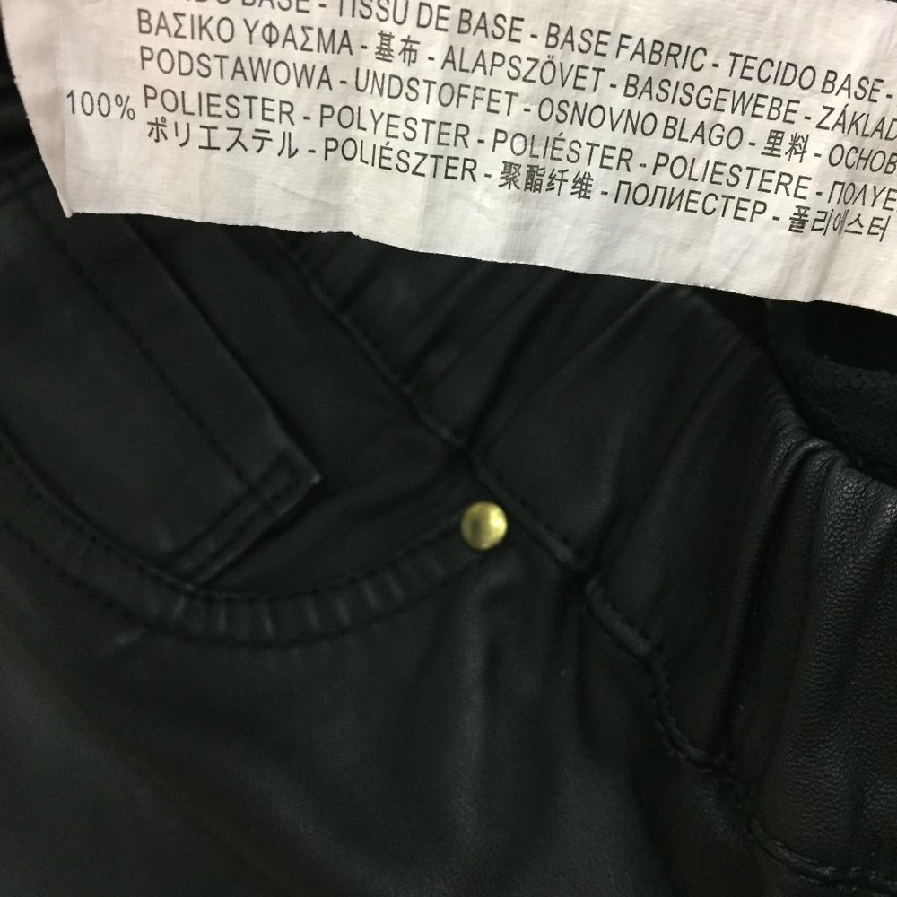 NWOT ZARA Black Faux Leather Pull On Zipper Ankle Slim Fit Skinny Pants - Picture 4 of 12